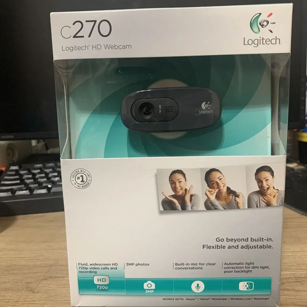 Logitech C270 Webcam HD 720p Widescreen for Video Calling and Recording NEW